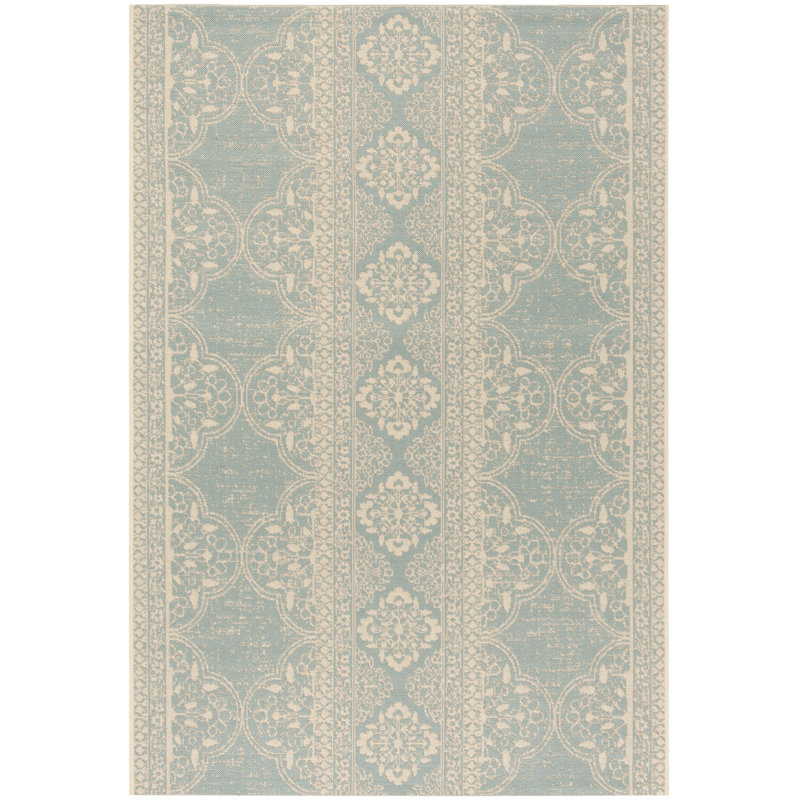 Goodrich Cream/Aqua Indoor/Outdoor Rug, Rectangle 122 x 183 cm