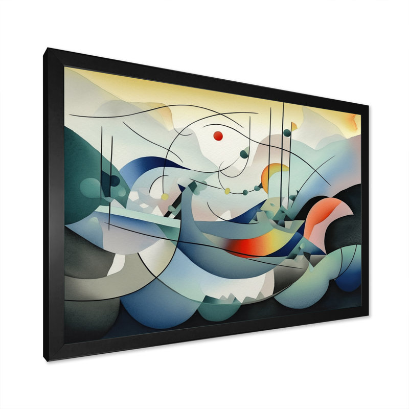Compositions géométriques orange et bleues - salon d'art mural géométrique moderne, H 30 po x l 40 po x P 1,5 po