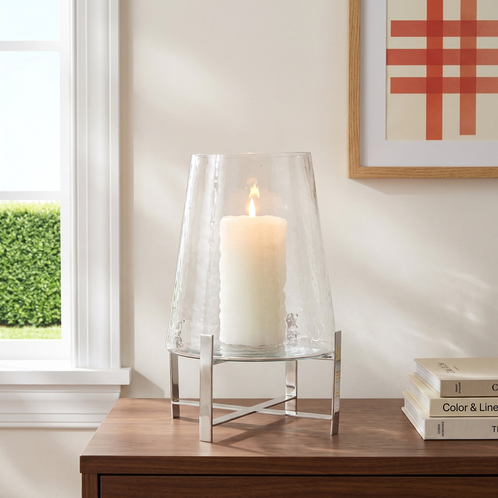 Shantel Aluminum Hurricane Candle Holder, 15.65" H x 10.15" W x 10.15" D