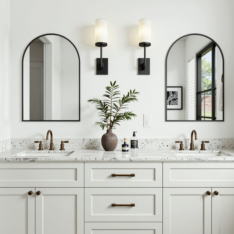 Miroir en verre trempé facile à installer (ensemble de 2), H 42 po x l 30 po