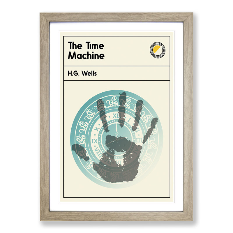 Book Cover the Time Machine H. G. Wells - Picture Frame Graphic Art, 65cm H x 48cm W x 2cm D, Oak
