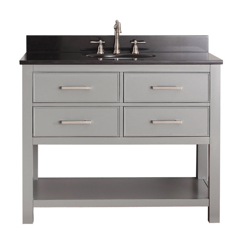 Brooks 43'' W Single Vanity, Chilled Gray, White Engineered Stone