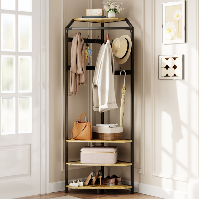 Metal Freestanding 1 - Hook Coat Rack, Brown
