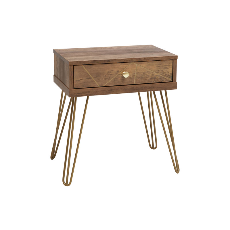 1 Drawer Draw Side Table with Hairpin Legs