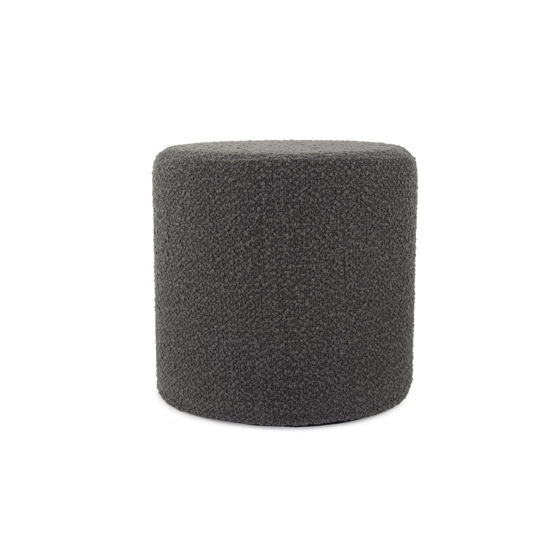 Ashlan Upholstered Pouf, Charcoal Barbet 100% Polyester