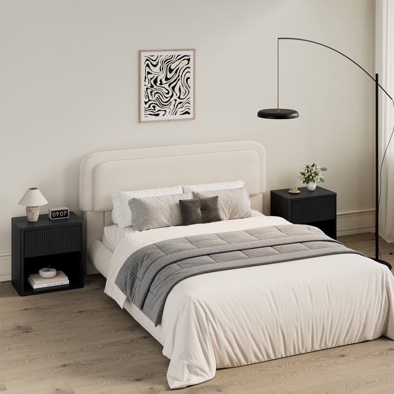 Modern Minimalist Style Large Capacity Nightstand With Hidden Drawer, Black