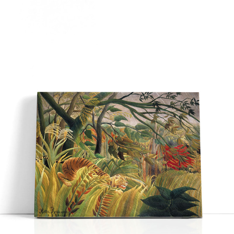 Tigre dans une tempête tropicale, 1891 - reproduction d'art sur toile, H 16 po x l 20 po