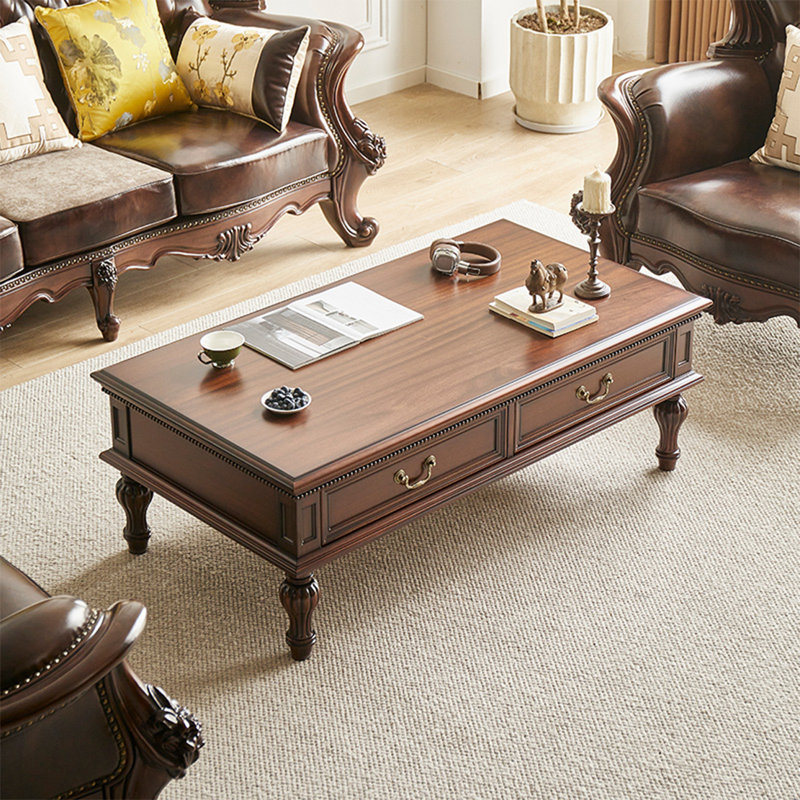 Table basse en bois massif avec rangement