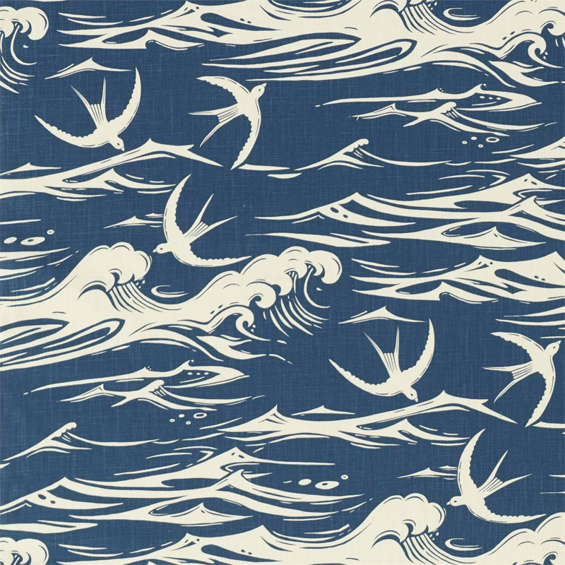 Swallows at Sea Fabric, Navy
