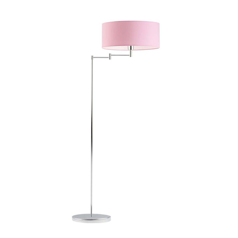 Korin 155cm Swing Arm Floor Lamp, Light Pink, Chrome