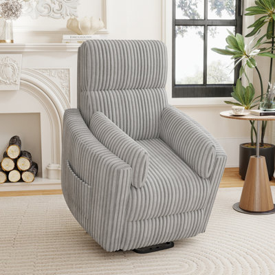 37'' W Power Lift Recliner Chair, Round Plush Faux Fur Footrest,Sturdy For Living Room&Bedroom