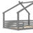 Full Size Kids Kids House Bed Frame with Roof and Guardrails, Toddler Floor Bed with High Rails and Shelf, No Box Spring Needed, Easy Assembly, Gray-799580455-799580450