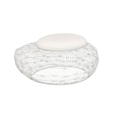 Tabouret en grillage métallique avec coussin