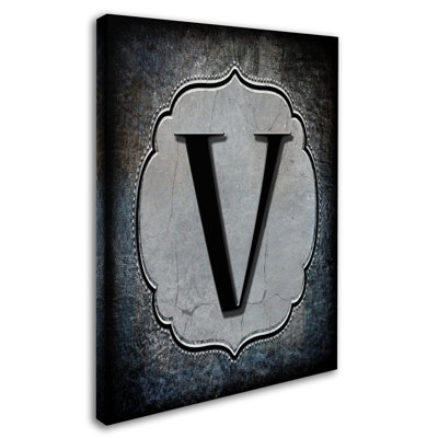 « letter v », art textuel sur toile tendue