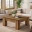 Table basse carrée en bois de 39 po de style campagnard rustique avec grain de bois naturel, table de salon imperméable et résistante aux égratignures (finition naturelle)