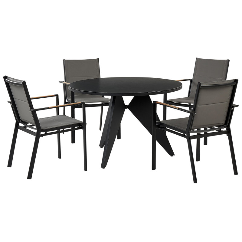 Laddy 4 - Person Patio Dining Set Extendable Rectangular Table with Cushions Included