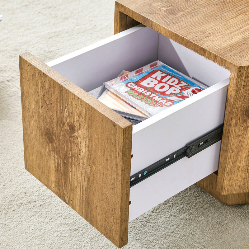 Simple et pratique! Table basse hexagonale en MDF avec tiroirs
