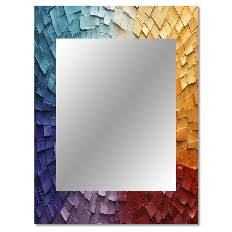 Minimalisme couleurs en harmonie IV - miroir arc-en-ciel, miroir mural traditionnel unique, impression d'art en métal