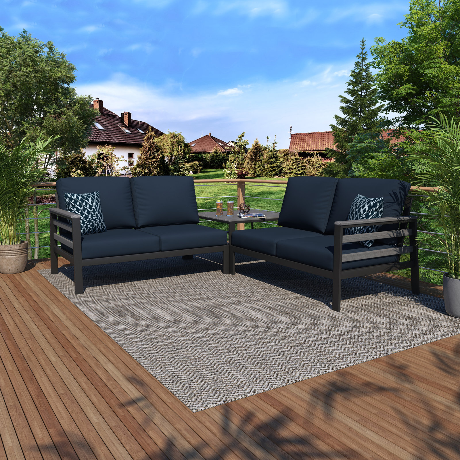 Townsend 4-Person Patio Seating Group, Canvas Navy Sunbrella® Canvas