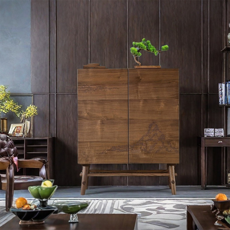 Armoire de rangement multifonctionnelle en noyer noir