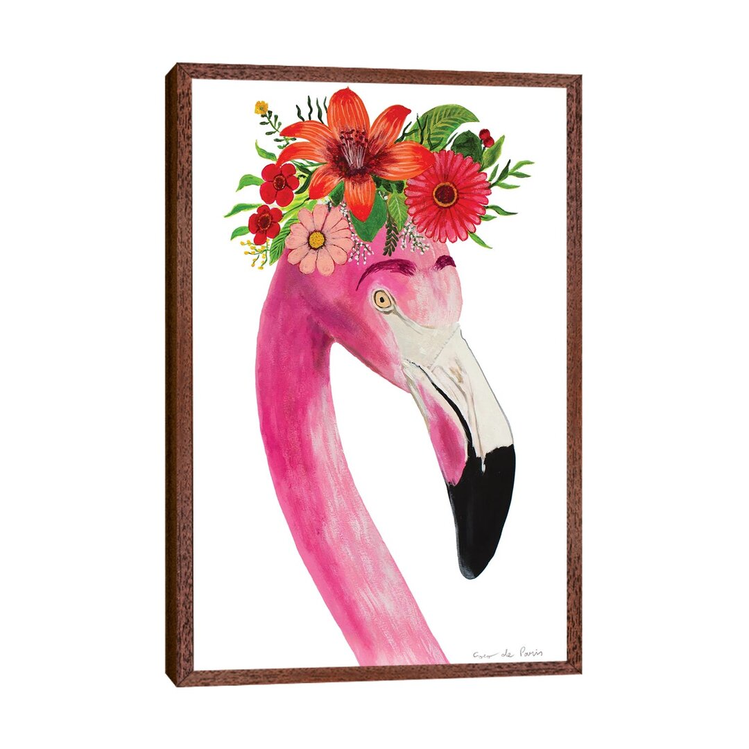 Leinwandbild Frida Kahlo Flamingo - Blue