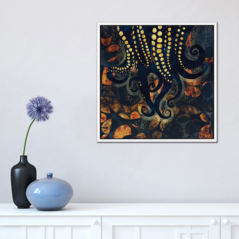 Metallic Ocean I - Print on Canvas, 45.72 cm H x 45.72 cm W, White Framed