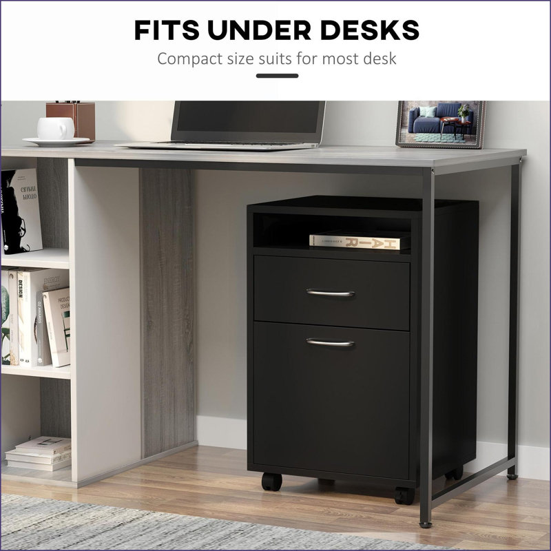 Storage Cabinet, Mobile Printer Stand with Drawer &amp; Cabinet, Nordic Minimalist | Black | MDF, Black