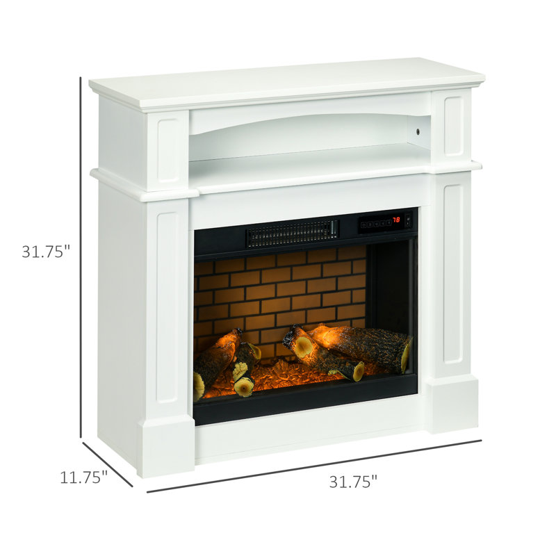 Foyer électrique 32 po avec manteau de cheminée, radiateur autoportant avec flamme à DEL, tablette et télécommande, 700 W / 1400 W