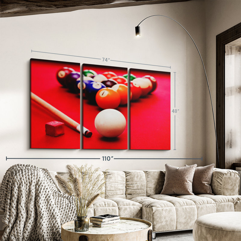 " Pool Table Setup " 3 - Pieces, 48" H x 74" W x 1.25" D
