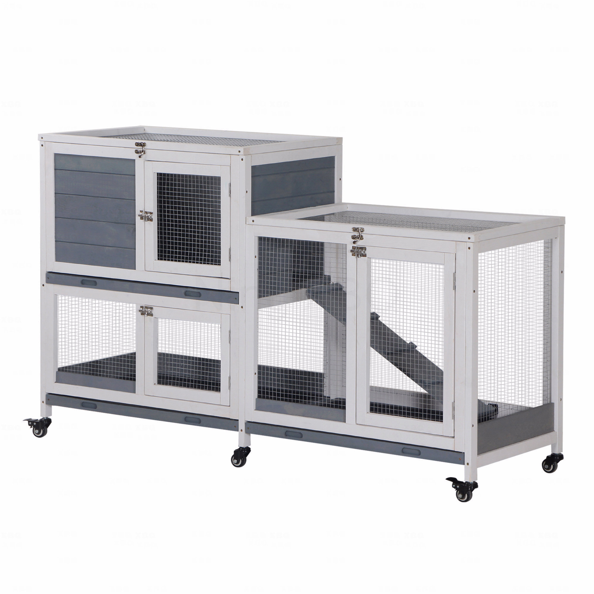 Red Barrel Studio® Wooden Rabbit Hutch Bunny Hutch Elevated Pet House ...