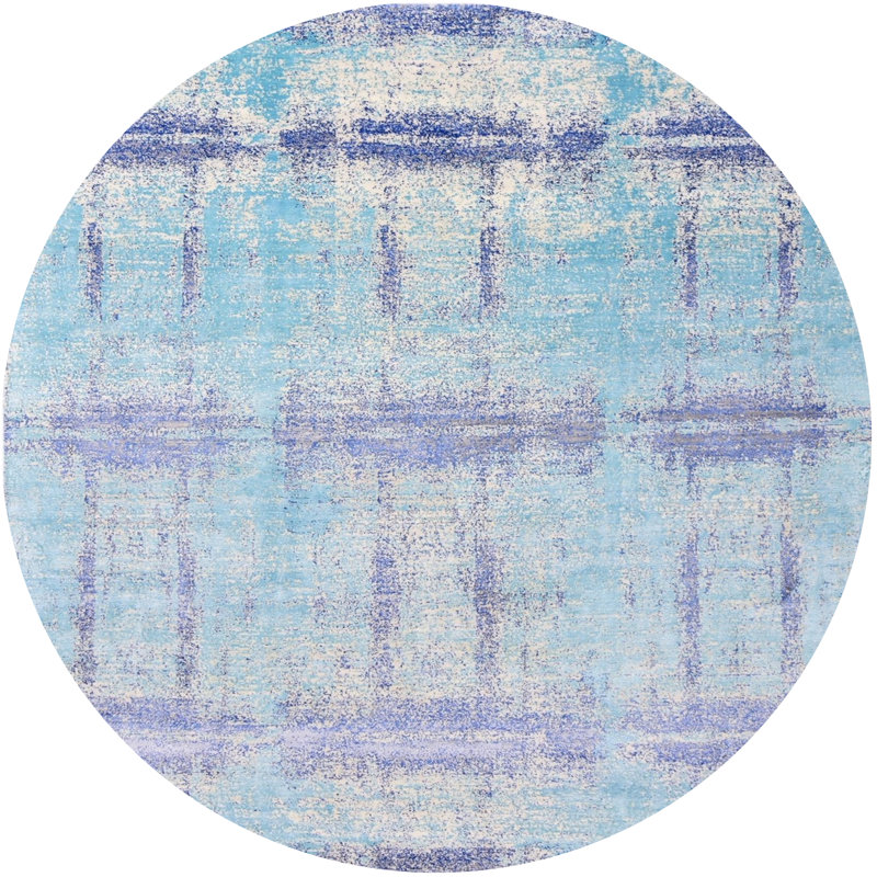 Tapis oriental mauve / bleu, Rond 7 pi