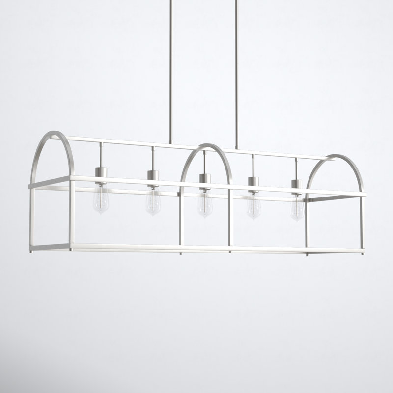 5 - Light Kitchen Island Pendant, Brushed Nickel