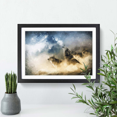 Wolves Howling in the Forest in Abstract - Framed Print