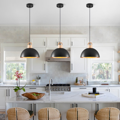 Luminaire suspendu en forme de dôme à 3 lumières de 11,81 po pour îlot de cuisine moderne 