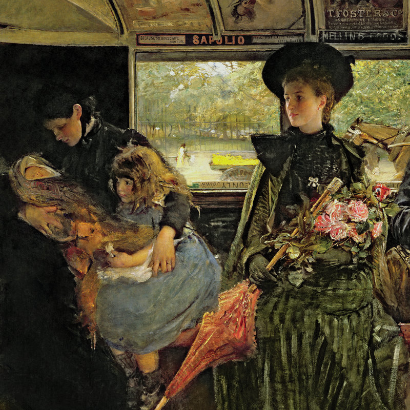 «The Bayswater Omnibus 1895», reproduction de peinture à l'huile sur toile encadrée, H 15,5 po x l 19,5 po x P 1,75 po