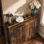 Rustic Industrial Radiator Cover with Top Drawer, Black Frame and Mid-Brown Wood-Effect Body, 93cm High x 88.5cm Wide-138036598