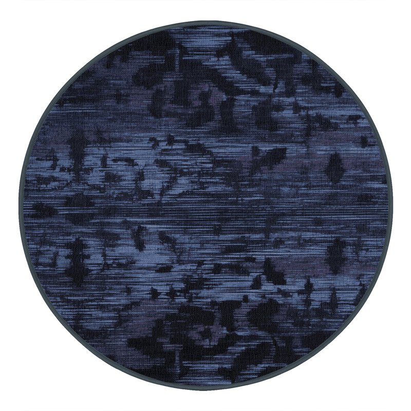 Machine Washable Abstract Gray Area Rug, Round 3'