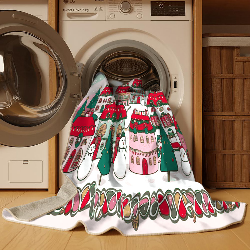 Tapis de vacances d'hiver de Noël lavable The Holiday Aisle®, Tapis de couloir 2 pi x 4 pi