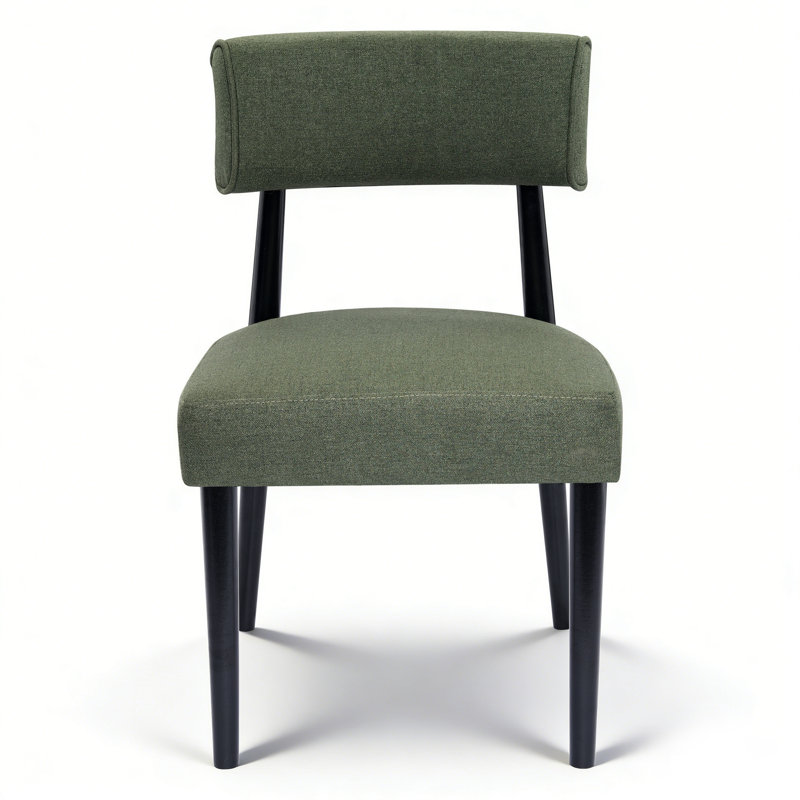 Chaise d'appoint rembourrée en bois massif, Vert, Noir