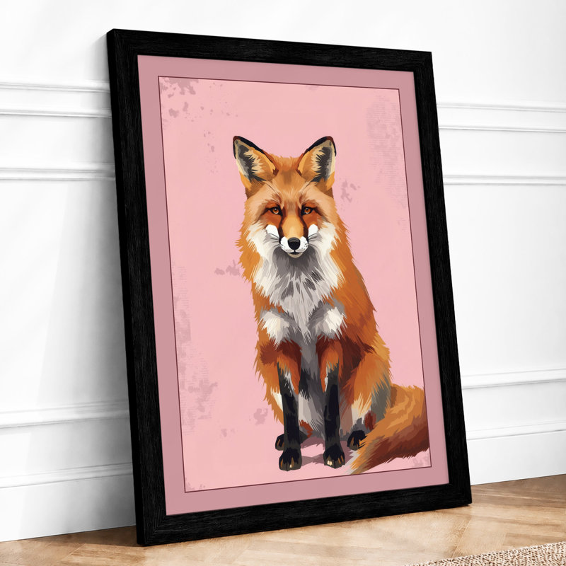 Fox Portrait Modern - Framed Print, A1 - 84.1 x 59.4 cm, Black