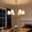 Lustre classique 6 lumières avec abat-jour en tissu blanc-558242761