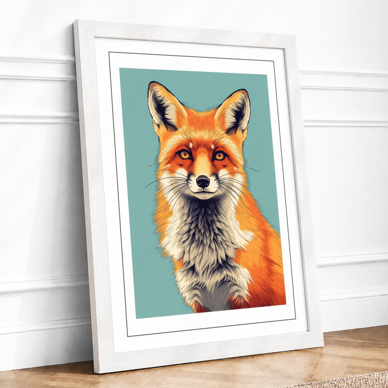 Fox Portrait Modern - Framed Print, A1 - 84.1 x 59.4 cm, White