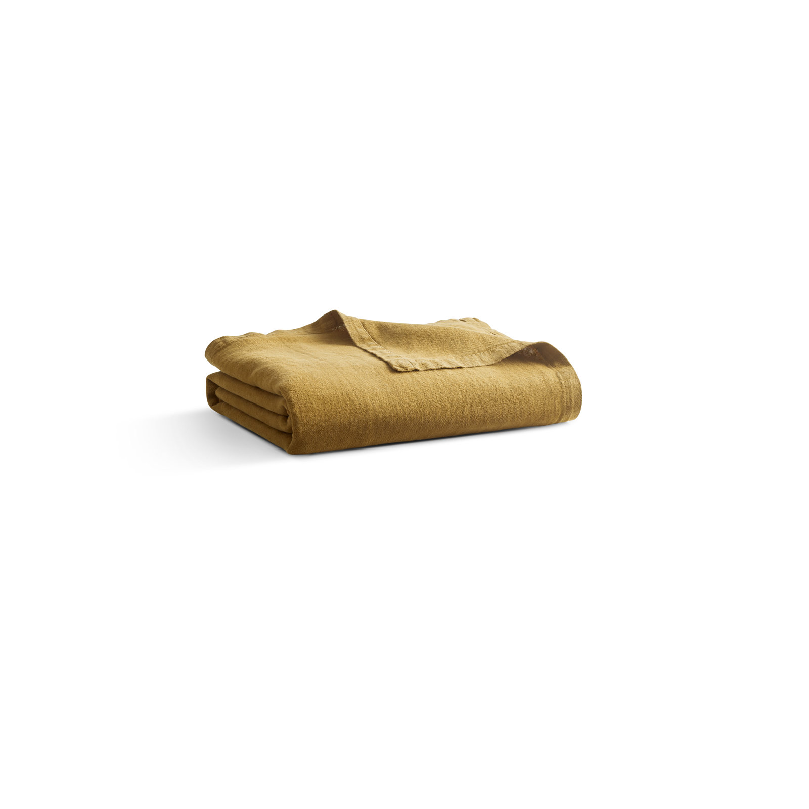 Rainy Linen Hand Woven Throw Blanket, Mustard