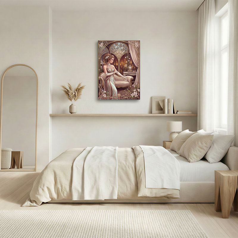 «Woman in Blue Gown with White Flower Border», art mural sur toile, 18"H x 12"W