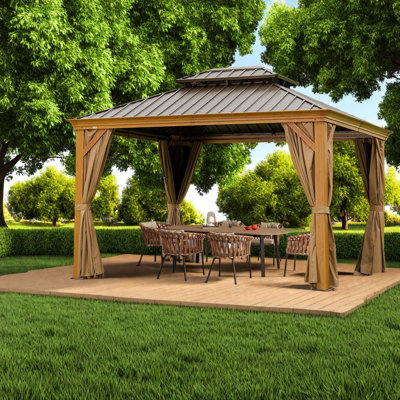 Premium Canopies & Gazebos(must Include Frame), 10x14 Steel Wood Patio
