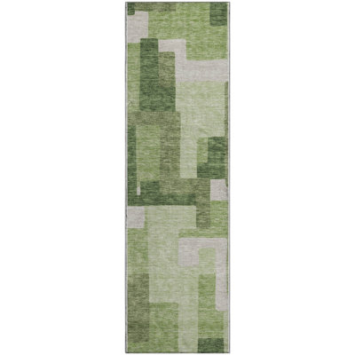 Premium Machine Washable Lisse Green Rug