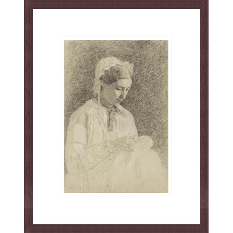 «Woman Embroidering» par Edgar Degas, impression giclée encadrée, H 16,75 po x l 13,24 po