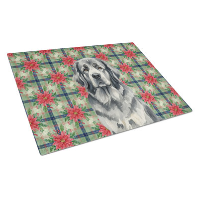 Gray Newfoundland Christmas PoinsettIas Glass Cutting Board