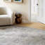 Tapis gris en laine noué à la main Lila-109433273