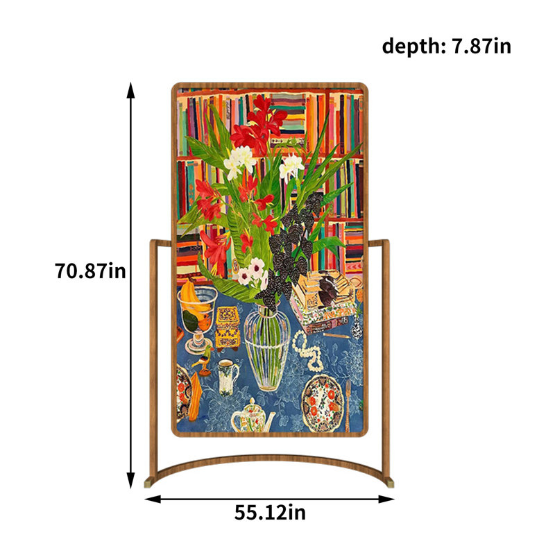 Oil Painting Style Solid Wood Room Divider